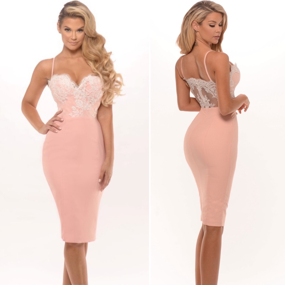 Portia & Scarlett April Pink and White Lace Dress
